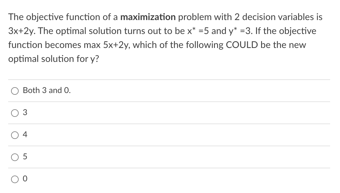 The objective function of a maximization problem