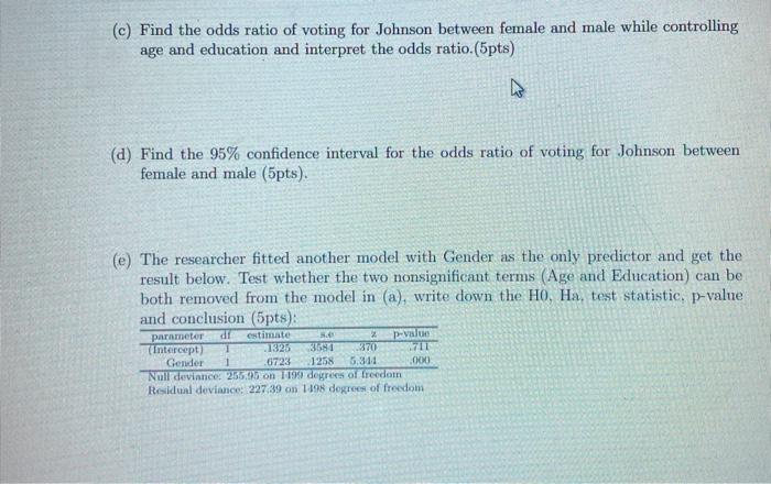 5. (25pts) Can gender, educational level, and age