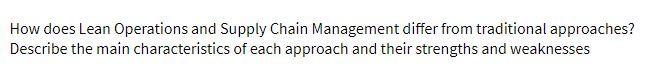 How does Lean Operations and Supply Chain