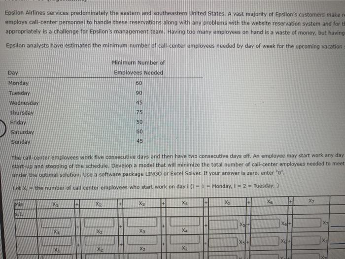 Problem 4-09 (Algorithmic) Epsilon Airlines