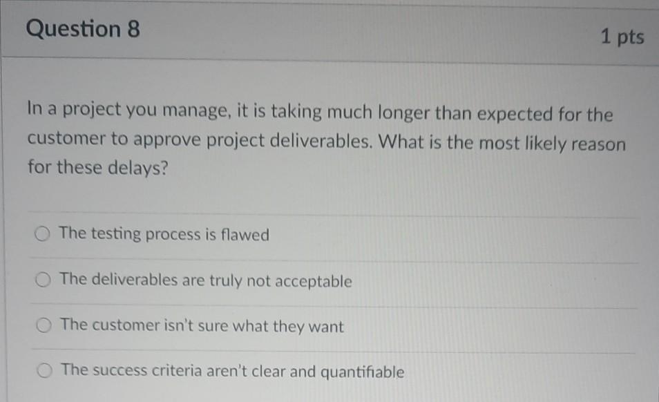 Question 1 Traditionally (the triple constraint),