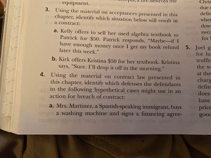 Answer question 4a-c swea oys Chris equipment.