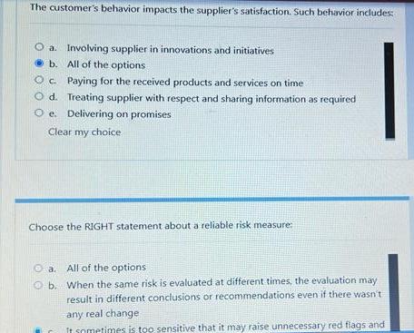 The customer's behavior impacts the supplier's