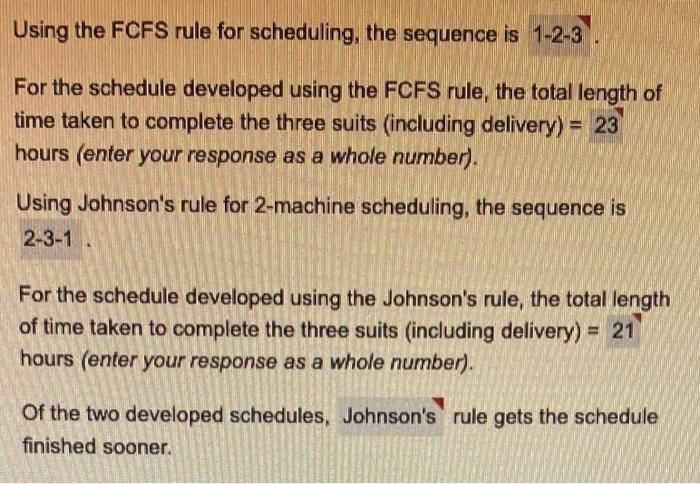 Using the FCFS rule for scheduling, the sequence