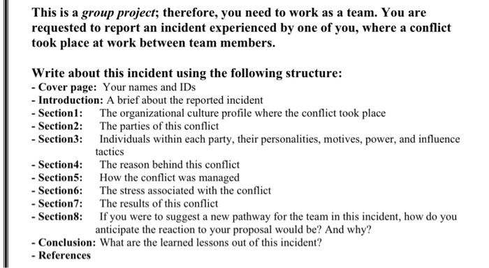 This is a group project; therefore, you need to