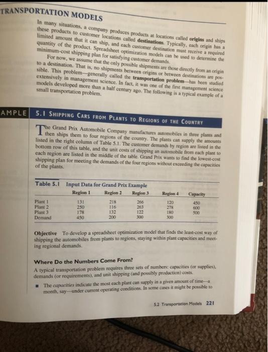 In a transportation problem such as Example 5.1,