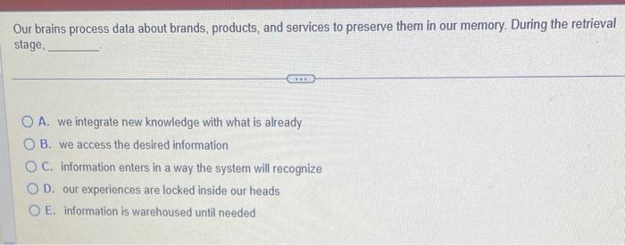 Analogous to a computer, memory is working