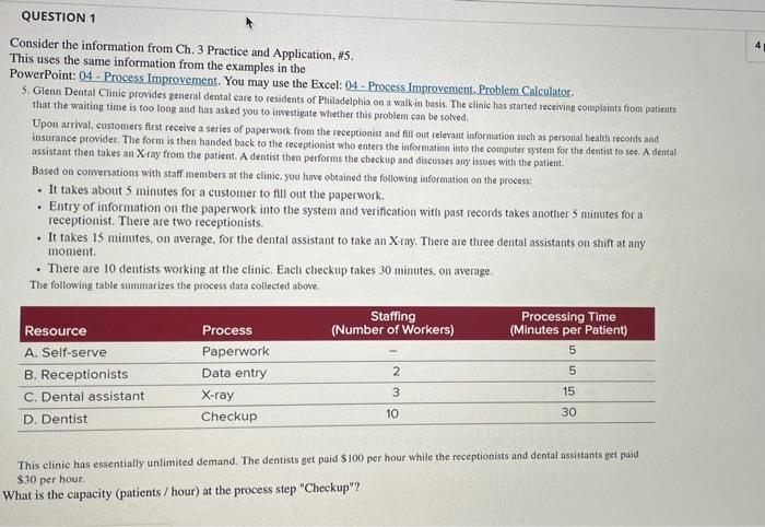 QUESTION 1 Consider the information from Ch. 3