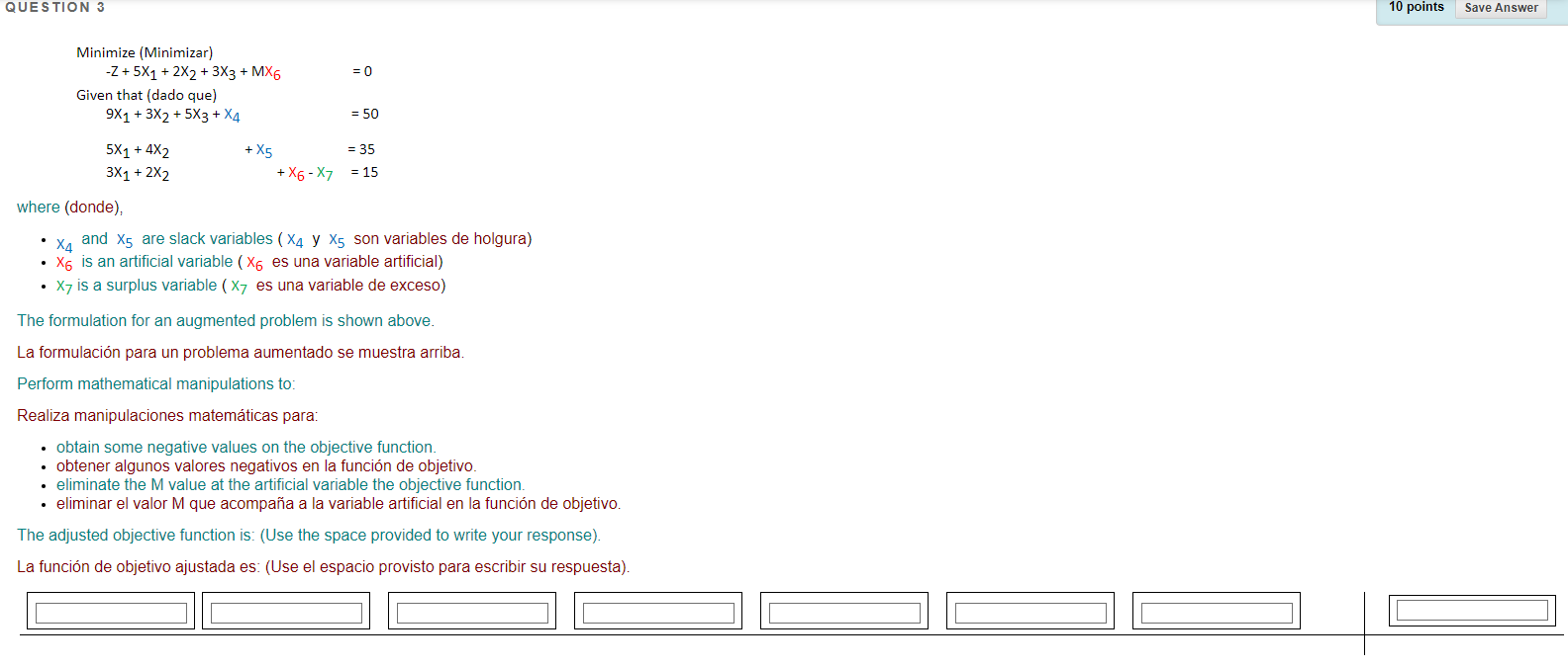 QUESTION 3 10 points Save Answer = 0 Minimize