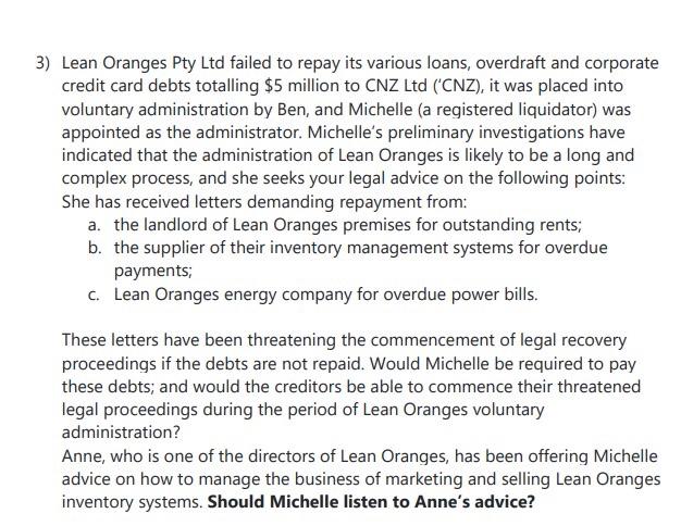 Lean Oranges Pty Ltd failed to repay its various