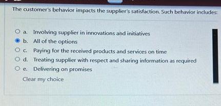 The customer's behavior impacts the supplier's