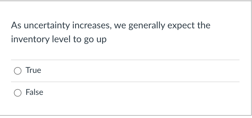 As uncertainty increases, we generally expect the