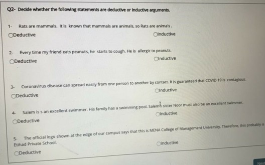02- Decide whether the following statements are