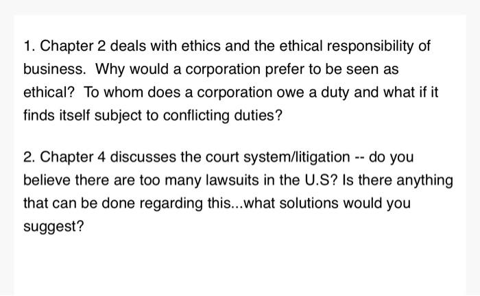 someone help me please 1. Chapter 2 deals with