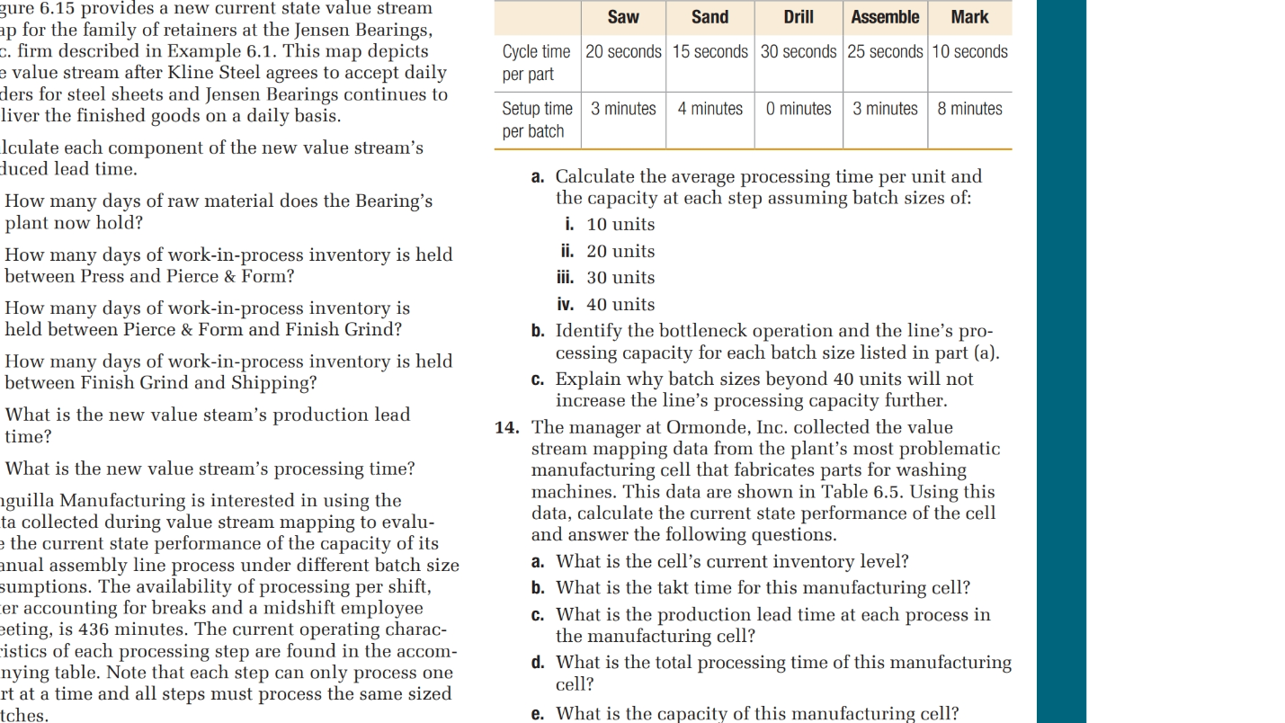 Question #14. Use table at the top. Saw Sand