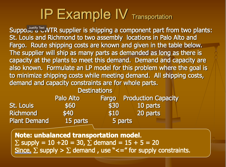 Formulate for both Problems: IP Example IV