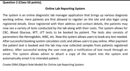 I need the object role model for this question!