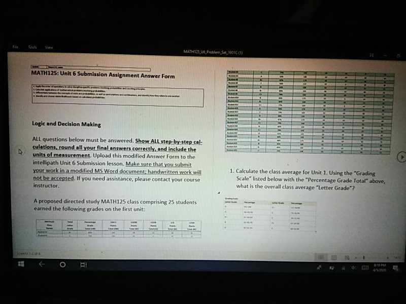 - File Tools View MATH125_06_Problem Set, 1901CH