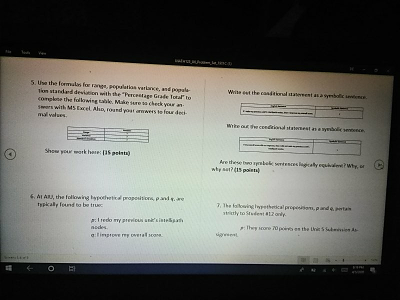 - File Tools View MATH125_06_Problem Set, 1901CH