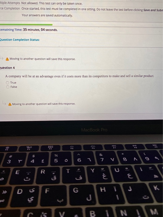 ltiple Attempts Not allowed. This test can only