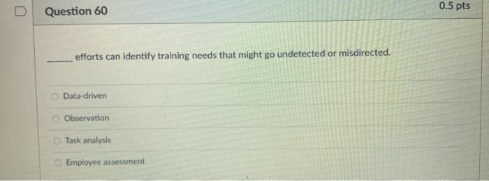 D 0.5 pts Question 60 efforts can identify