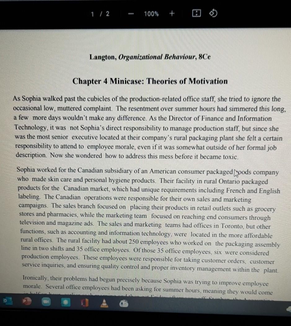 1 / 2 100% + Langton, Organizational Behaviour,