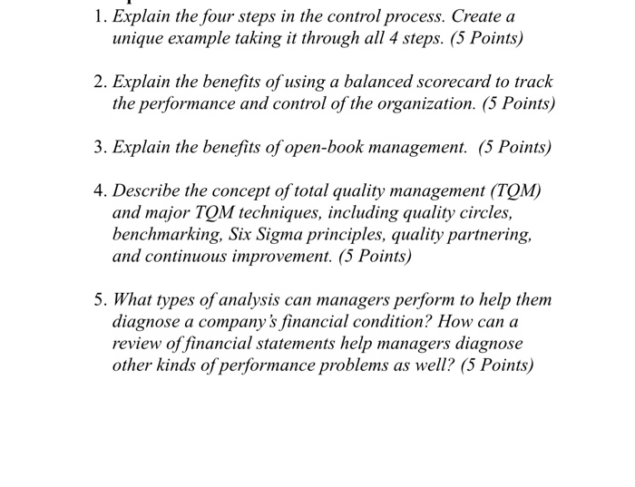 1. Explain the four steps in the control process.