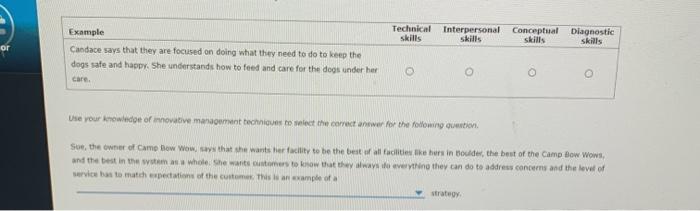 Technical skills Interpersonal Conceptual skills