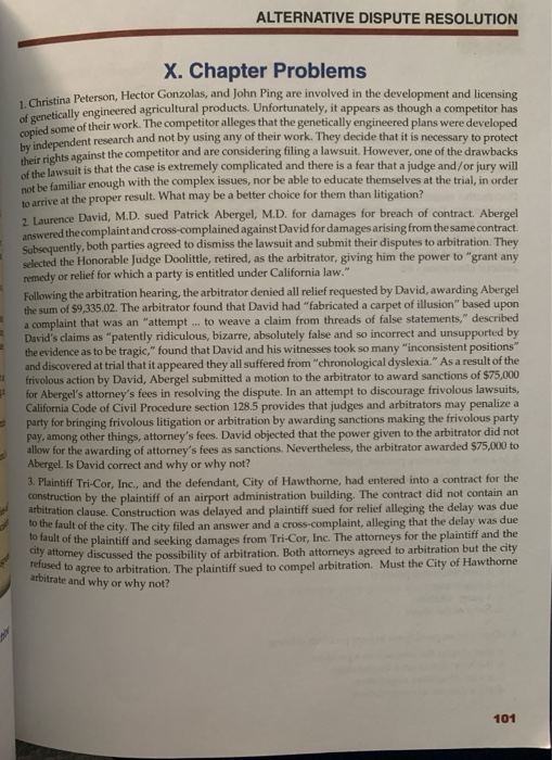 ALTERNATIVE DISPUTE RESOLUTION of genetically