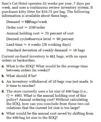 ONLY THE SECOND PART (A, B & C) PLEASE Sam's Cat