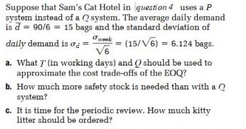ONLY THE SECOND PART (A, B & C) PLEASE Sam's Cat