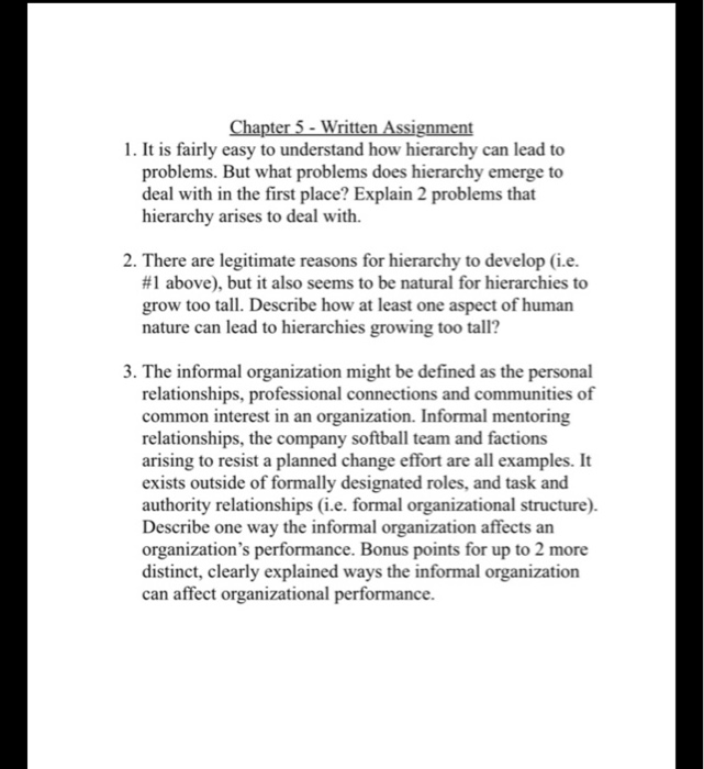 Chapter 5 - Written Assignment 1. It is fairly