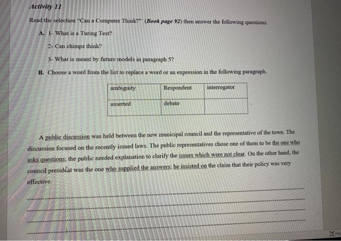please answer me activity 11 from the above