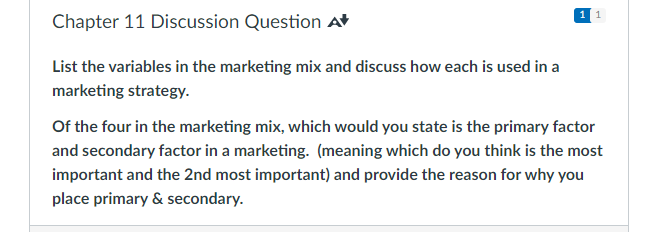 1 1 Chapter 11 Discussion Question A List the