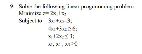 Please solve with Simplex method. 9. Solve the