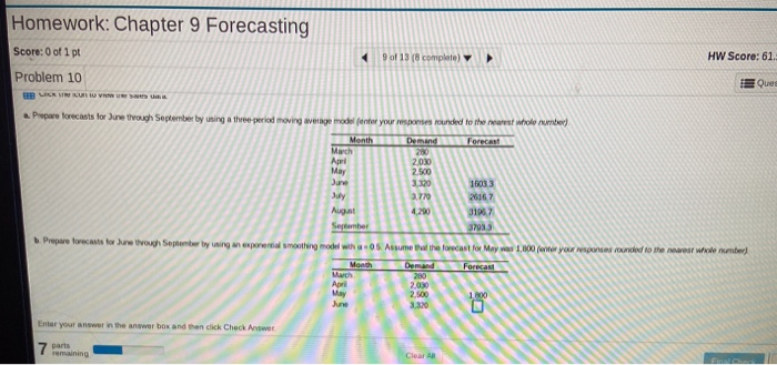 Homework: Chapter 9 Forecasting Score: 0 of 1pt