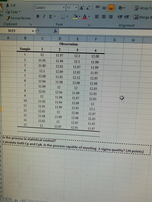 is the process in statistical control? Calculate