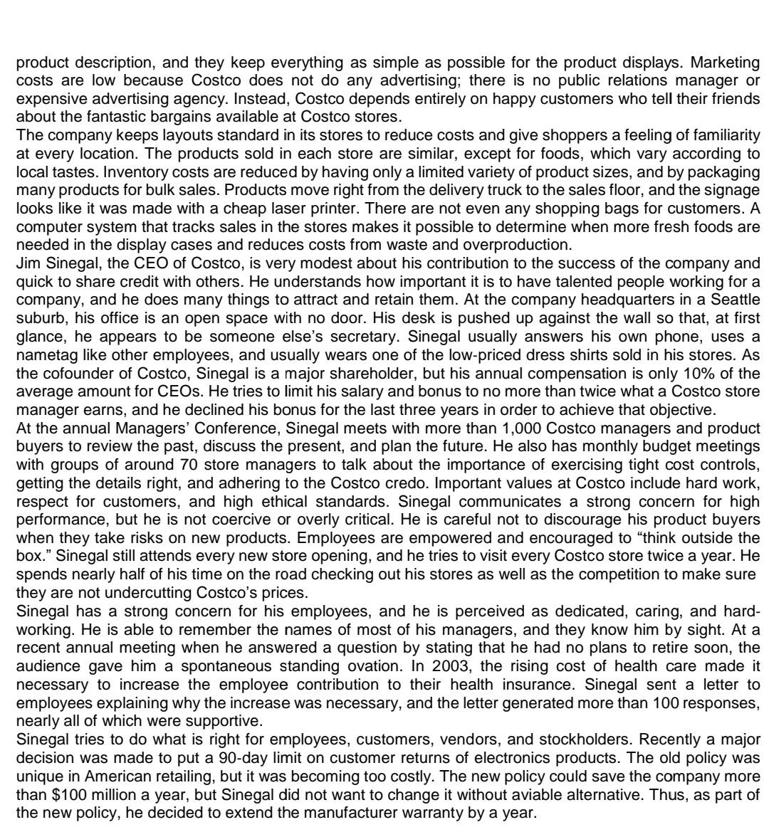 Ans with this case Q.No.2. Explain how Costco can