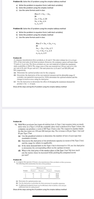 Problem 03: Solve the LP problem using the