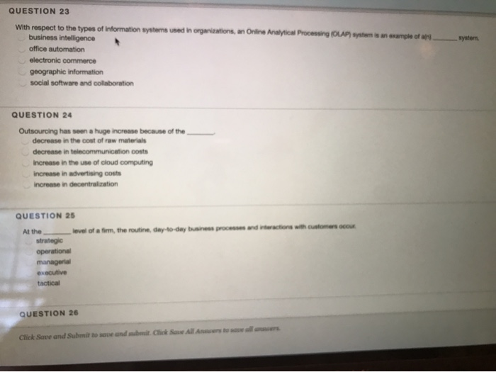 Question 23 system QUESTION 23 With respect to