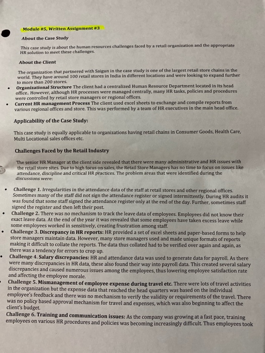 Module ws, Written Assignment #3 About the Case