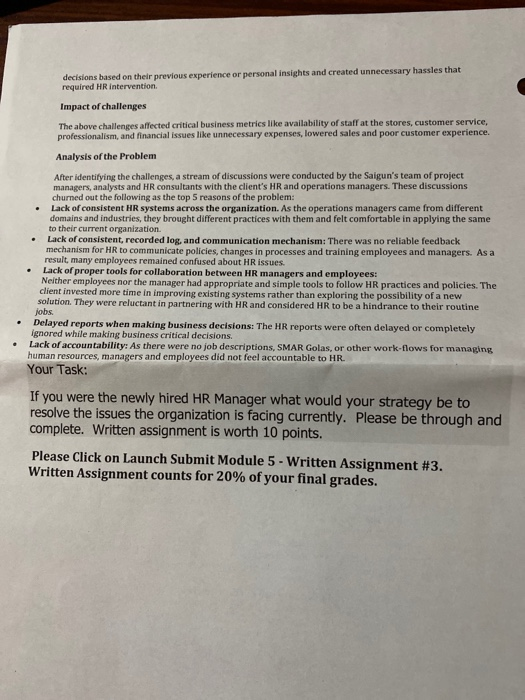 Module ws, Written Assignment #3 About the Case