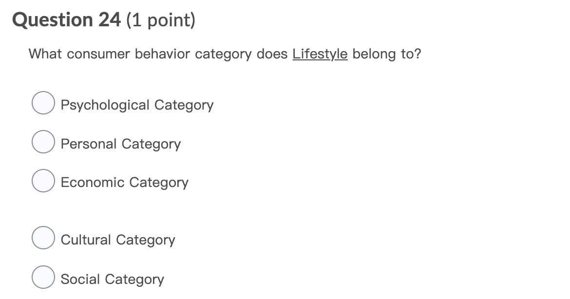 Question 24 (1 point) What consumer behavior