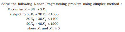 Solve the following Linear Programming problem