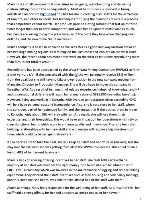 Mary runs a small company that specialises in