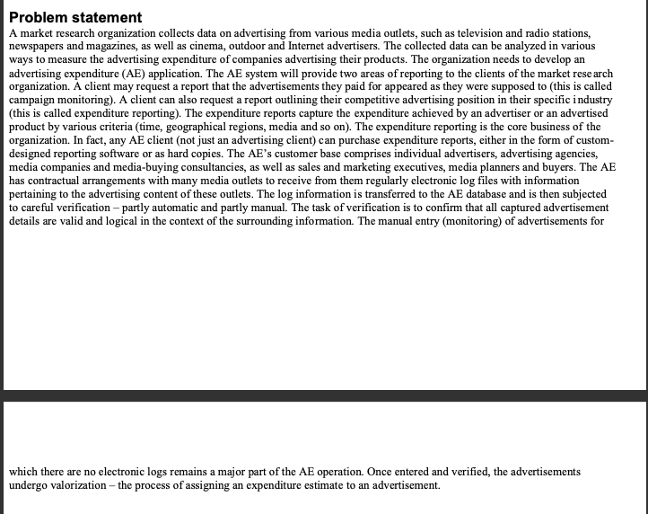 Draw a context diagram for the AE system. Explain