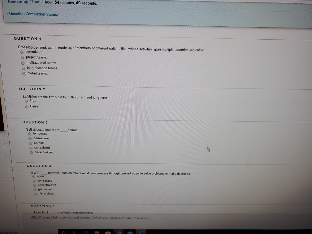 Remaining Time: 1 hour, 54 minutes, 40 seconds.