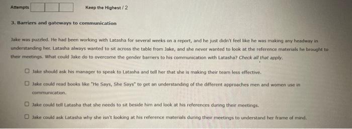 3. Barriers and gateways to communication Jake