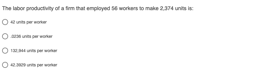The labor productivity of a firm that employed 56
