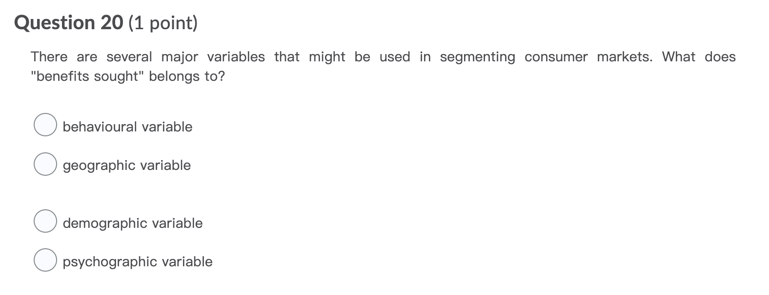 Question 20 (1 point) There are several major